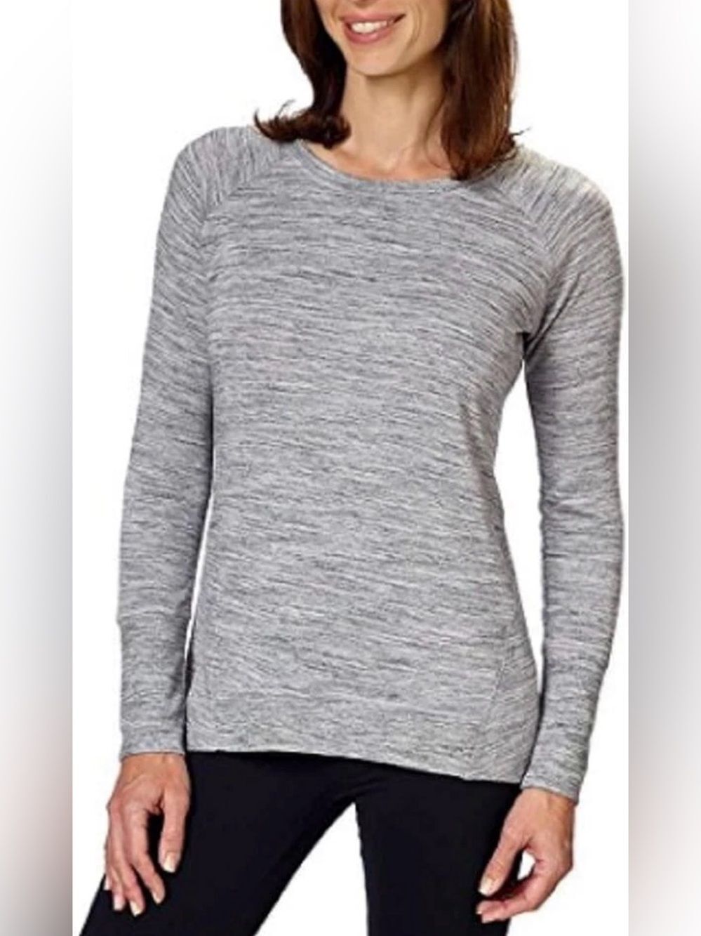 Champion Elite Women's Lightweight Space Dye Crew Neck Long-Sleeve Tee Sz Small